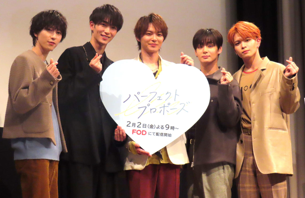 ドラマ「パーフェクトプロポーズ」完成披露試写会に登壇した、左からOCTPATH四谷真佑、野村康太、金子隼也、OCTPATH太田駿静、栗田航兵