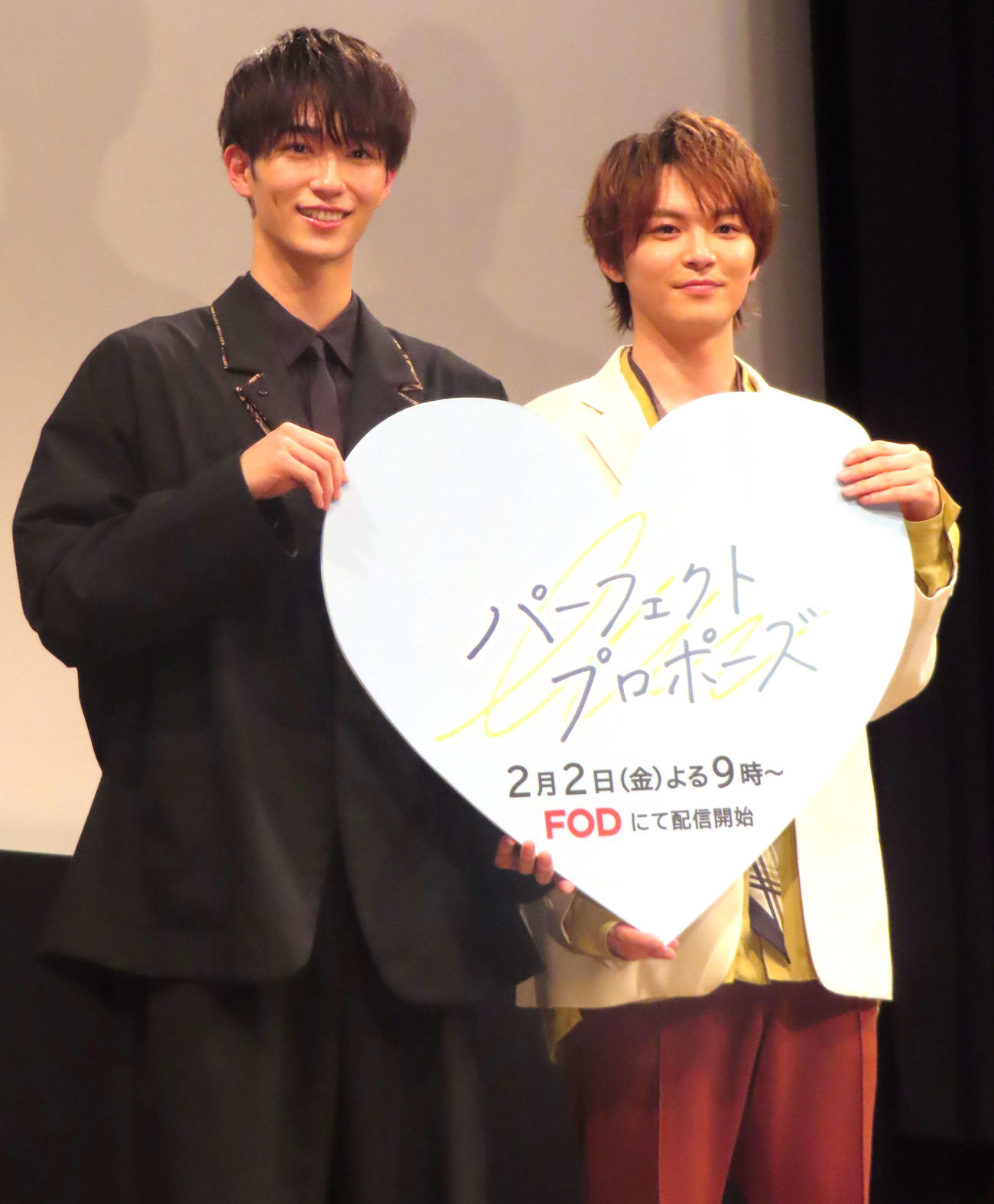 ドラマ「パーフェクトプロポーズ」完成披露試写会に登壇した、野村康太（左）と金子隼也