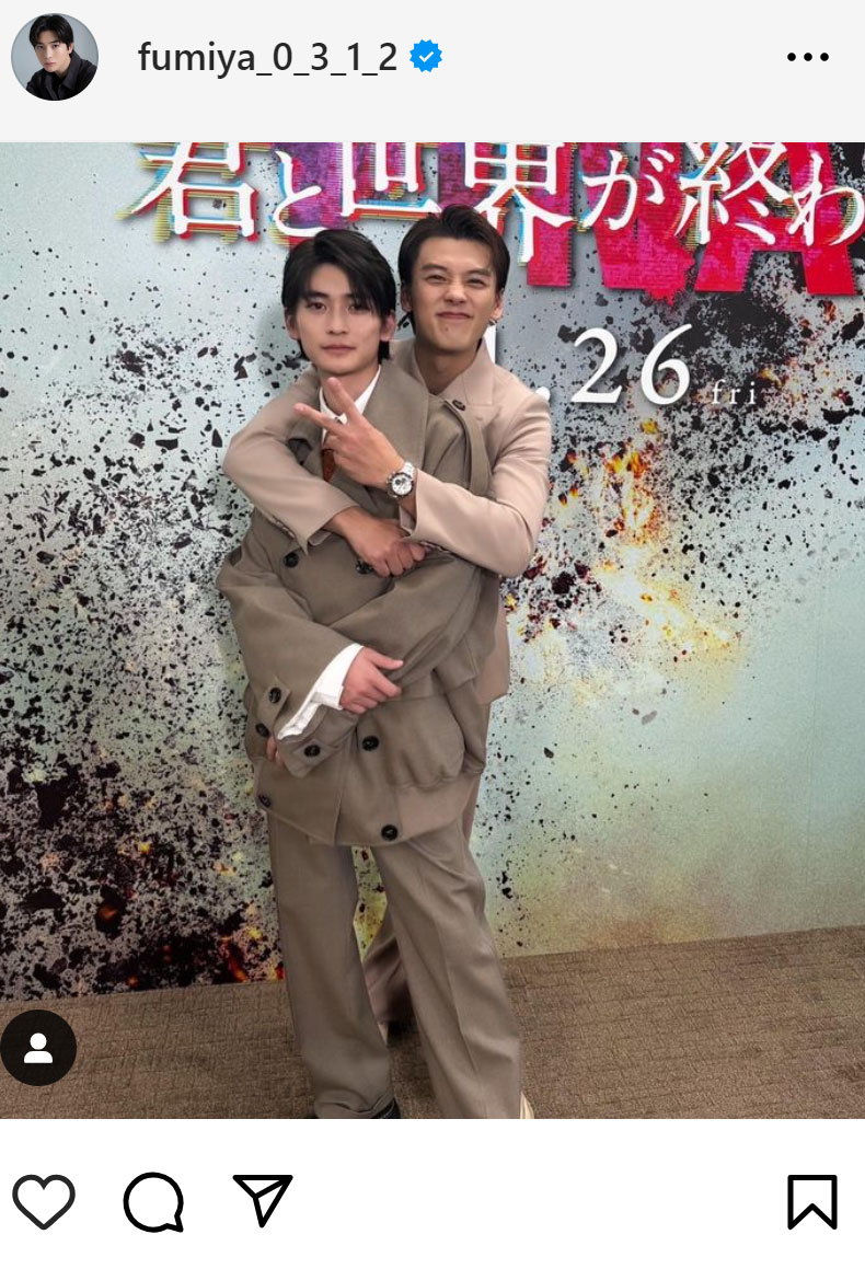 高橋文哉のインスタグラムから