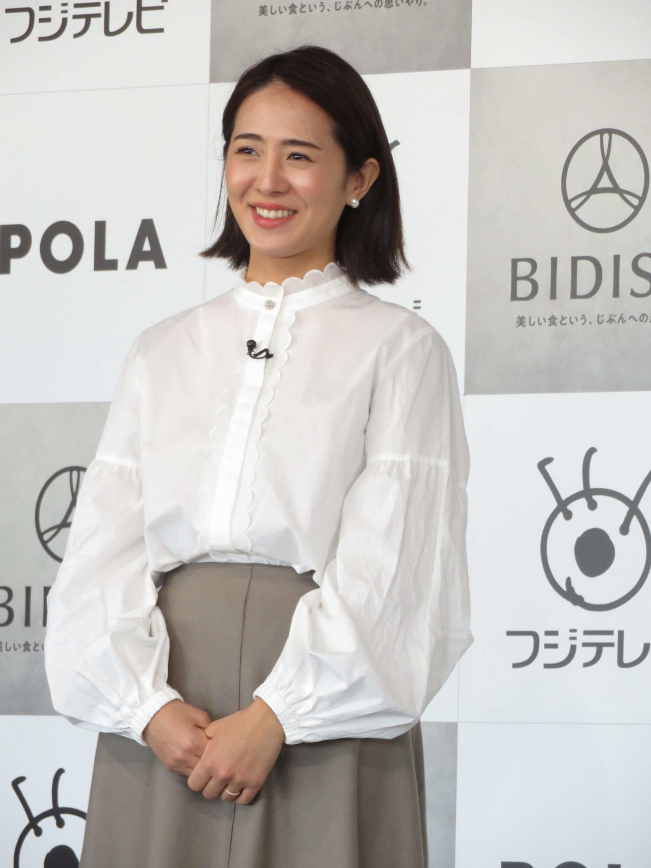 「わたしのための、BIDISH。」の記者発表会に登壇した椿原慶子アナウンサー