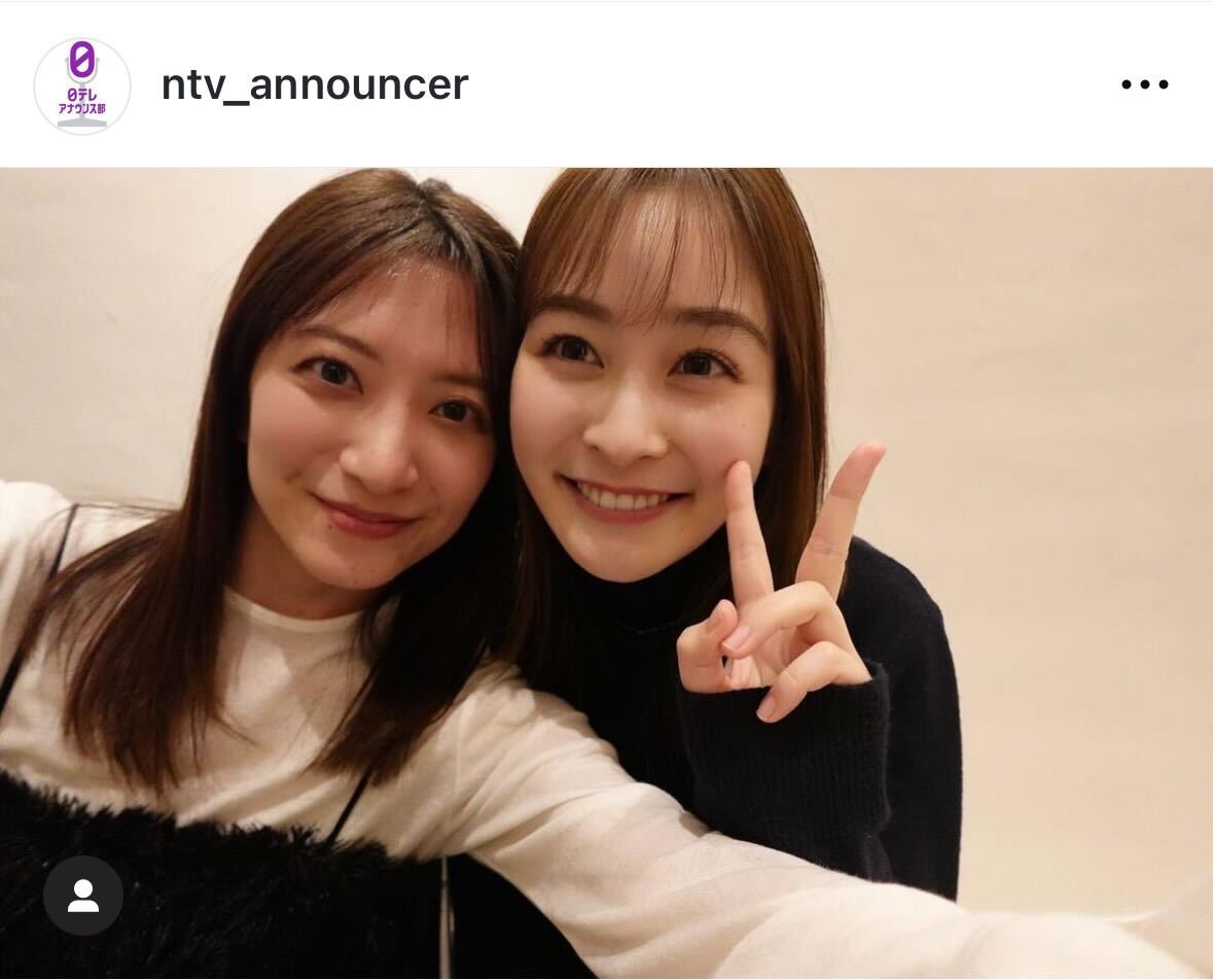 笹崎里菜さんと日テレ岩田絵里奈アナ（日テレアナウンス部公式インスタグラムから）