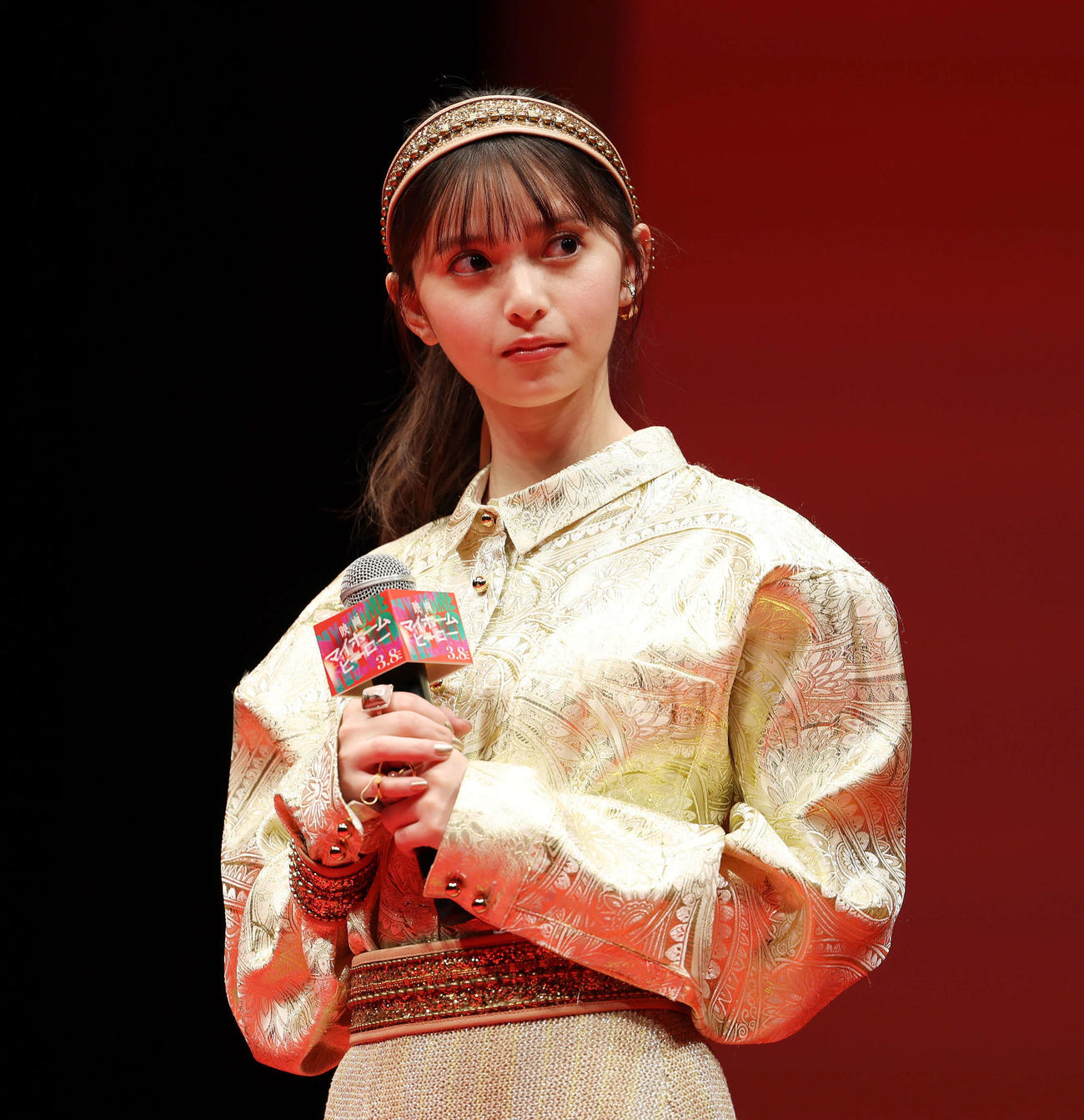 「映画　マイホームヒーロー」完成披露イベントに登壇した齋藤飛鳥（撮影・宮地輝）