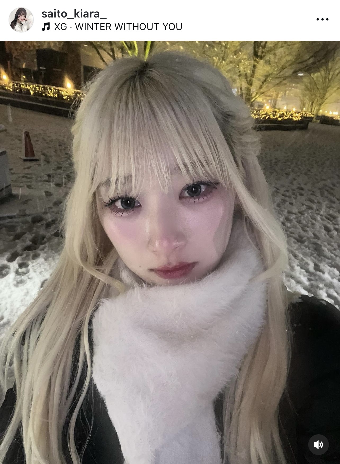 寒さで頬と鼻が赤くなった齋藤樹愛羅（＝LOVE・齋藤樹愛羅のインスタグラムから）