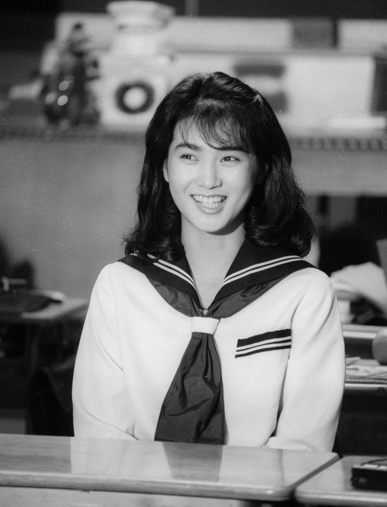 とんねるずの初主演映画「そろばんずく」にヒロイン役で出演した安田成美（86年6月撮影）