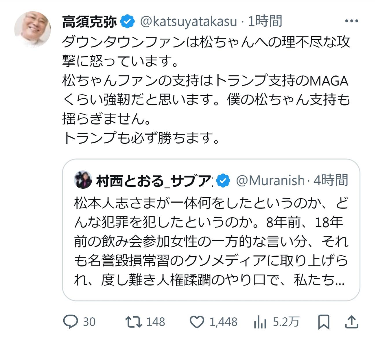 高須克弥氏のXから