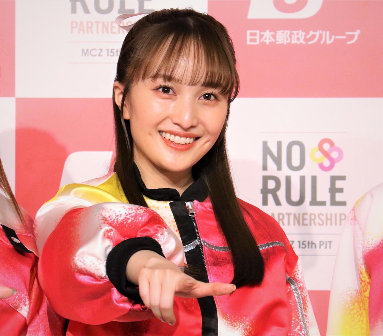 「カラダうごかせ！　ニッポン！」プロジェクト発足記者発表会に登壇したももいろクローバーZの百田夏菜子（撮影・藤塚大輔）