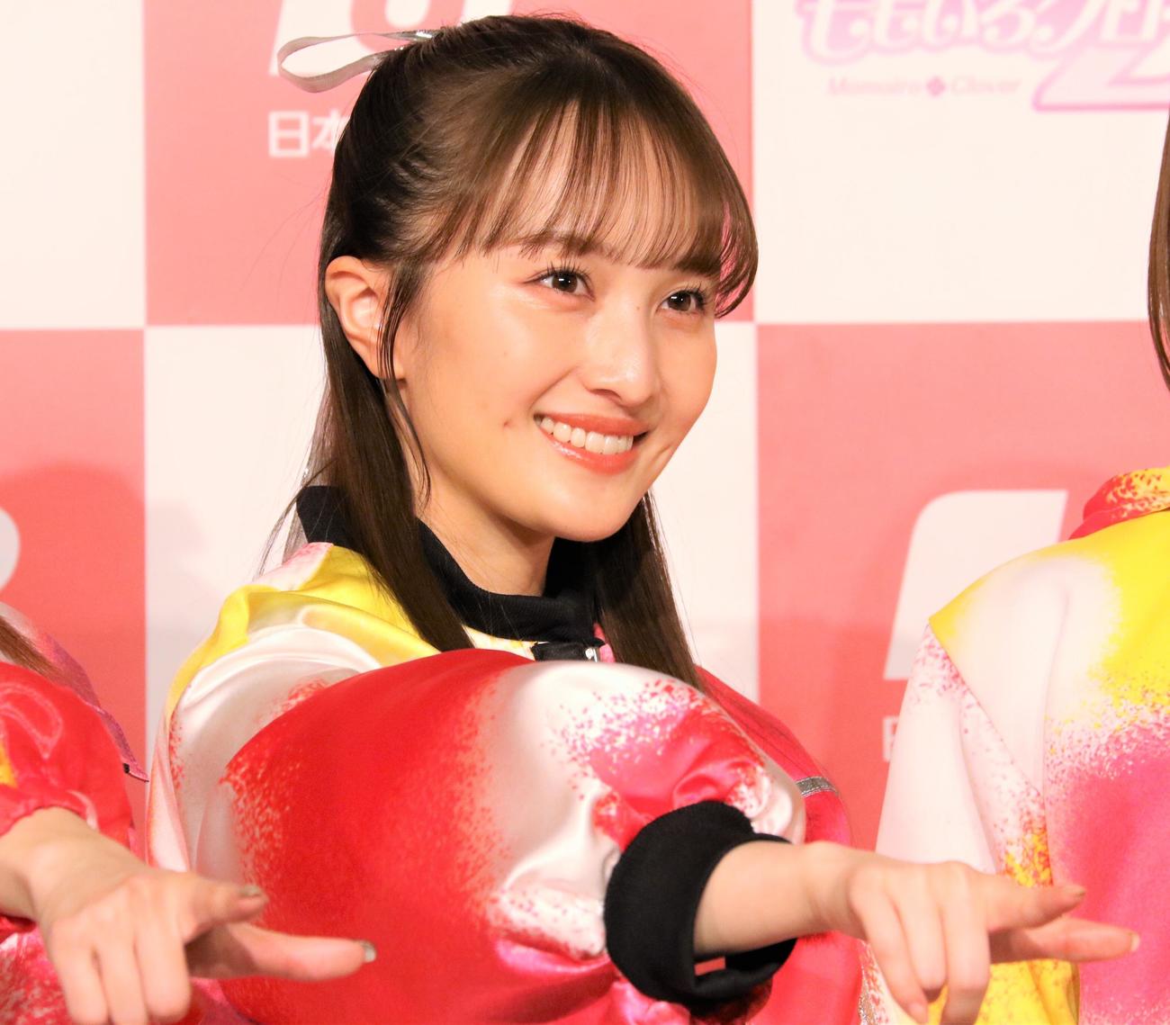 「カラダうごかせ！　ニッポン！」プロジェクト発足記者発表会に登壇したももいろクローバーZの百田夏菜子（撮影・藤塚大輔）