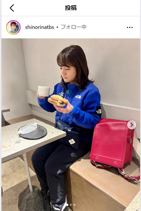 篠原梨菜の公式インスタグラムから