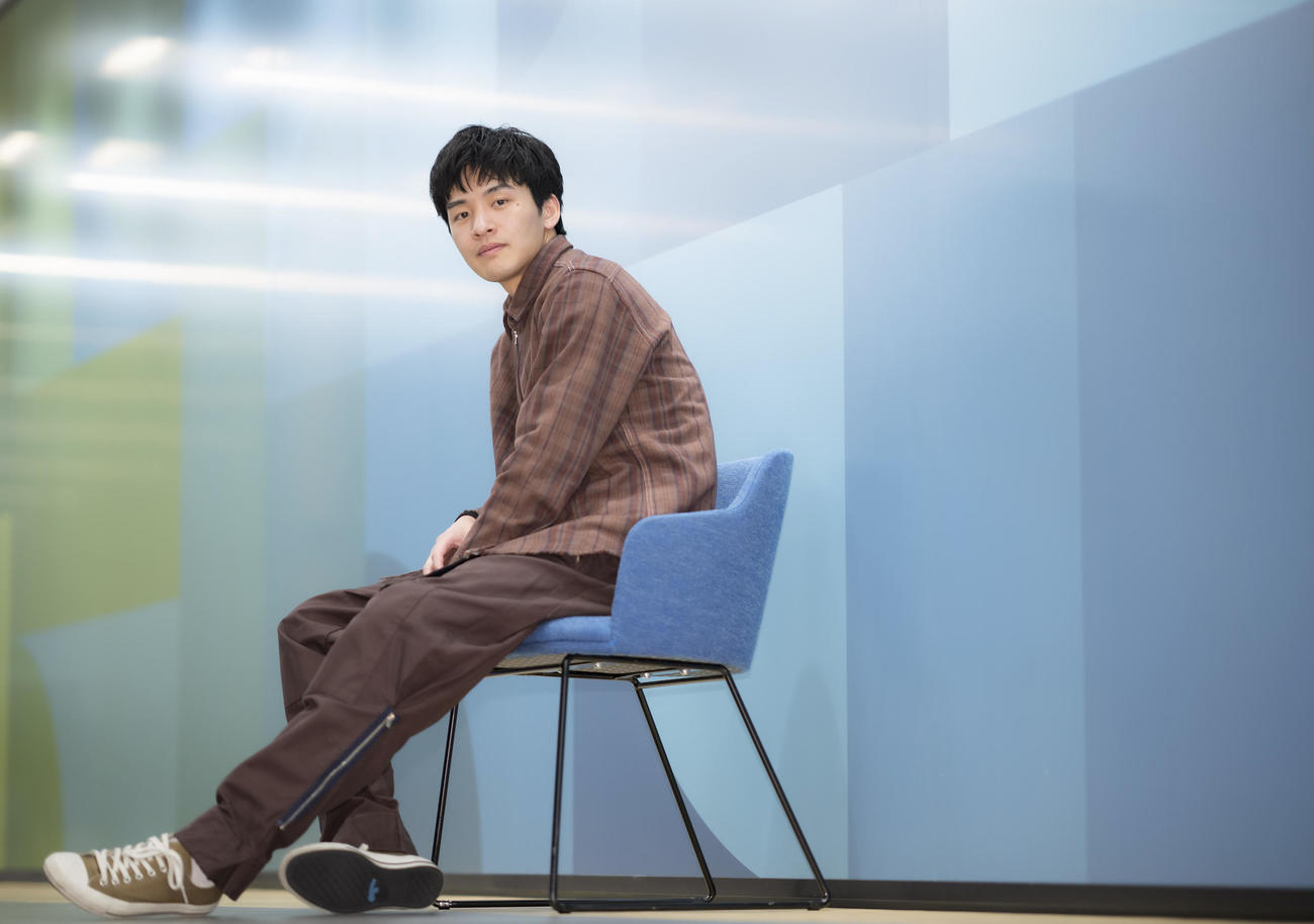 映画「あとがき」で主演を務める猪征大。好青年で気さくで人当たりの良いさわやかな笑顔がとても印象的でした（撮影・垰建太）