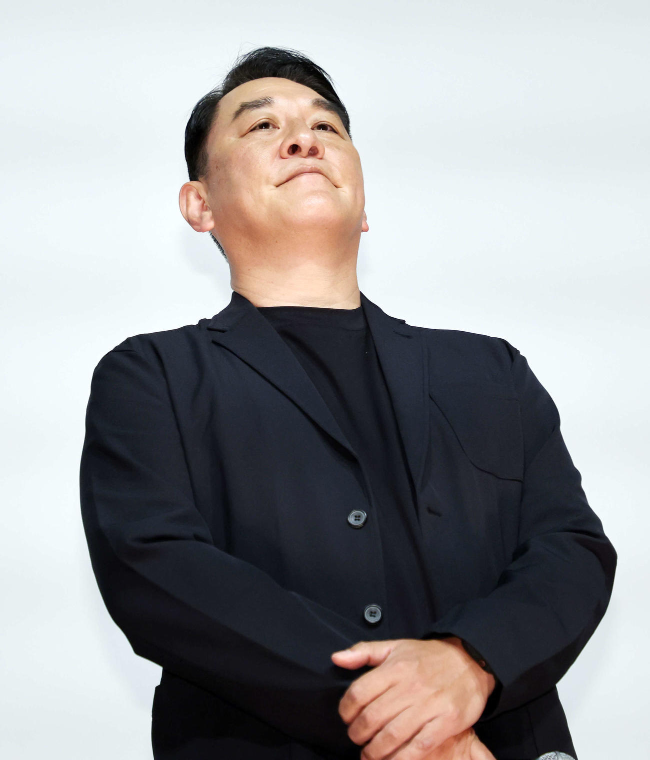 「水平線」完成披露上映会に登壇したピエール瀧（撮影・鈴木正人）