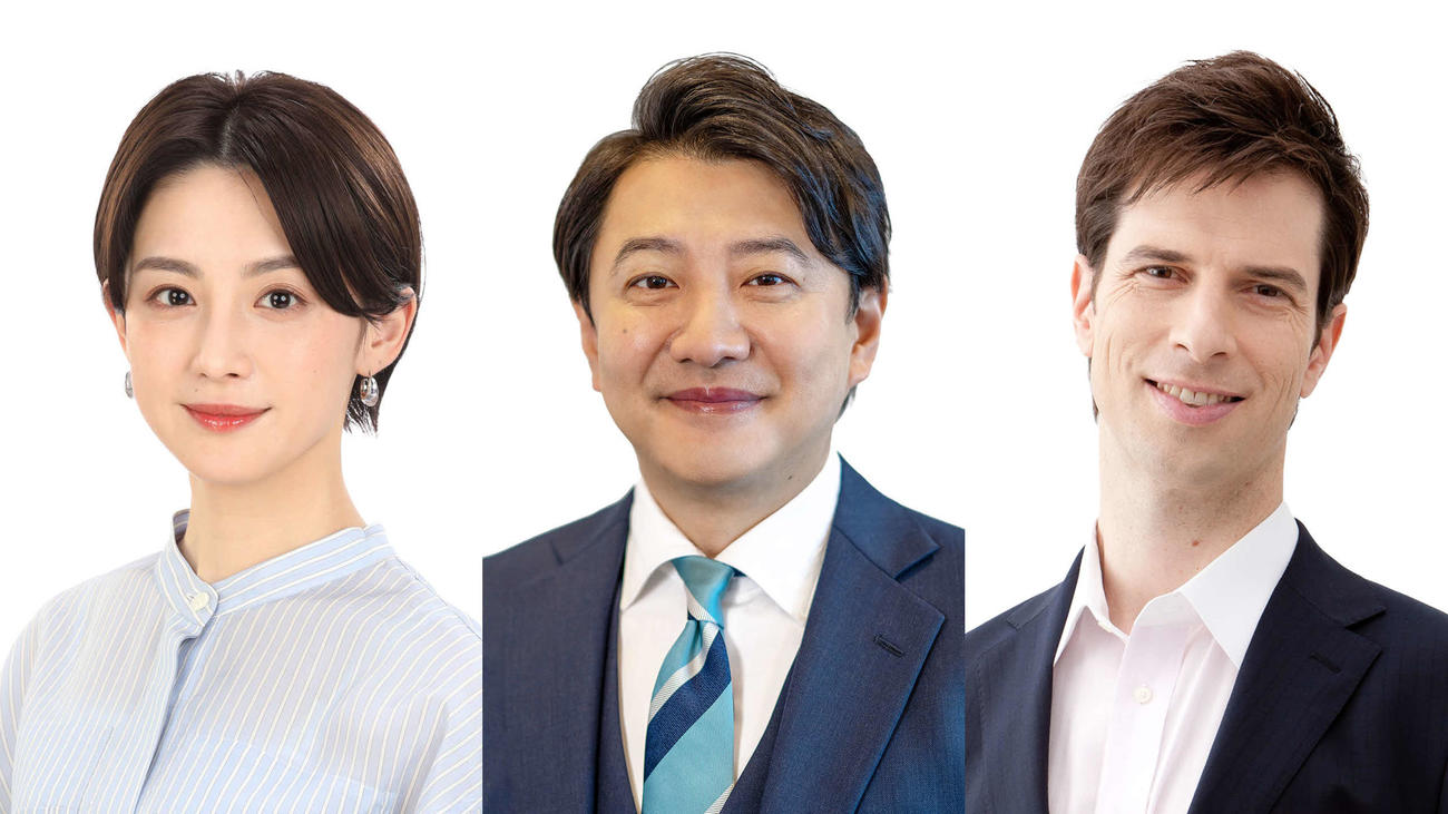 フジテレビ系「Live News　イット！」でキャスターを務める、左から宮司愛海アナ、青井実、スペシャルキャスターのパトリック・ハーラン