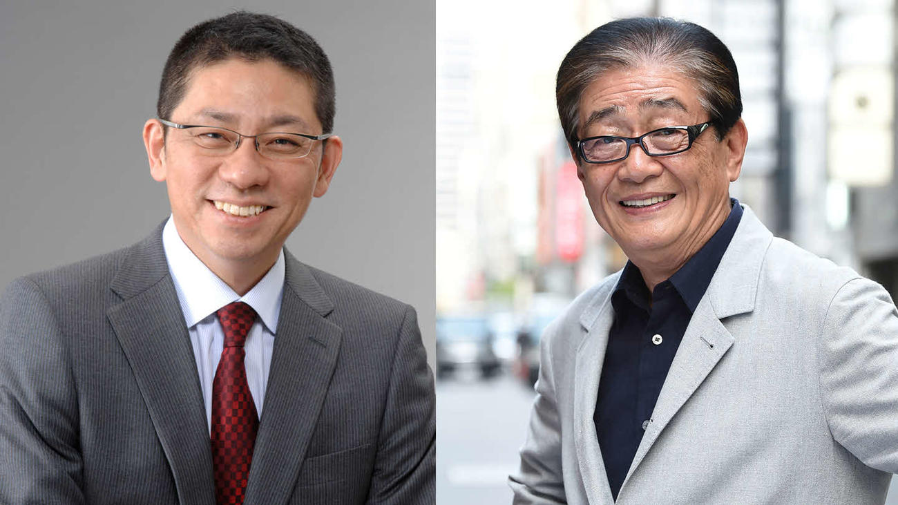 4月にスタートする新番組「関口宏のこの先どうなる！？」で司会を務める関口宏（右）とオブザーバーの川口盛之助