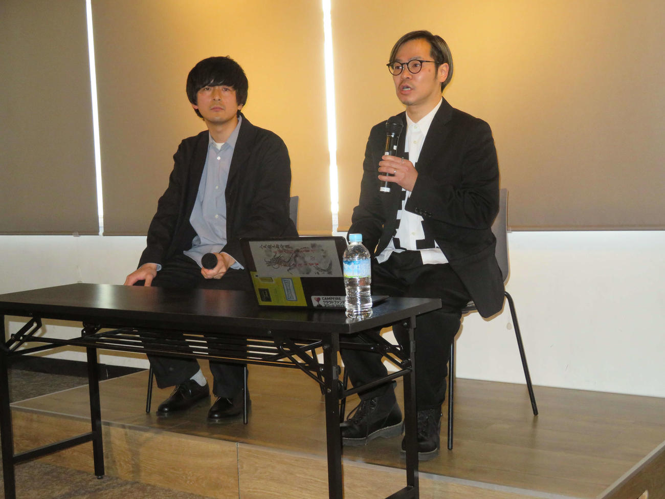 会見で「New Counter Films」設立と第1弾作品「若武者」を発表した鈴木徳至氏（左）と関友彦氏（撮影・村上幸将）