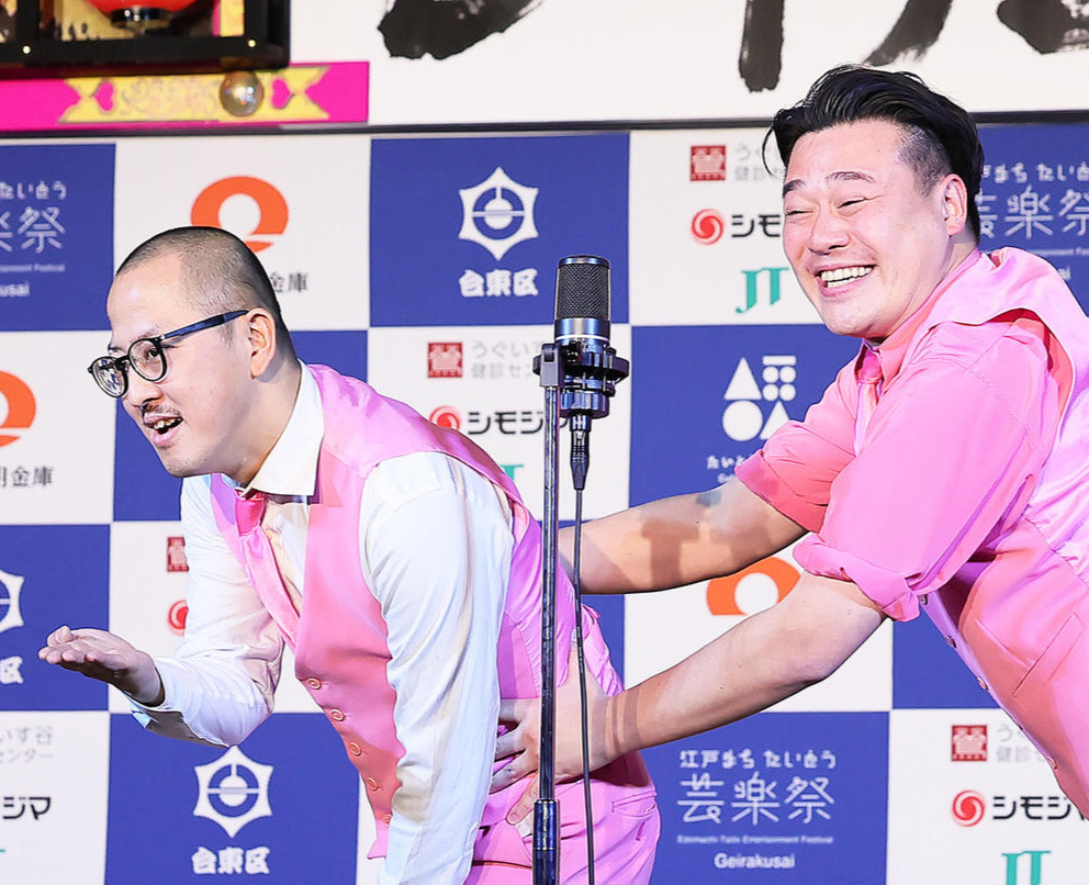 ちゃんぴおんずの日本一おもしろい大崎（大崎義孝・左）と大ちゃん（堀之内大輔）（2024年2月撮影）