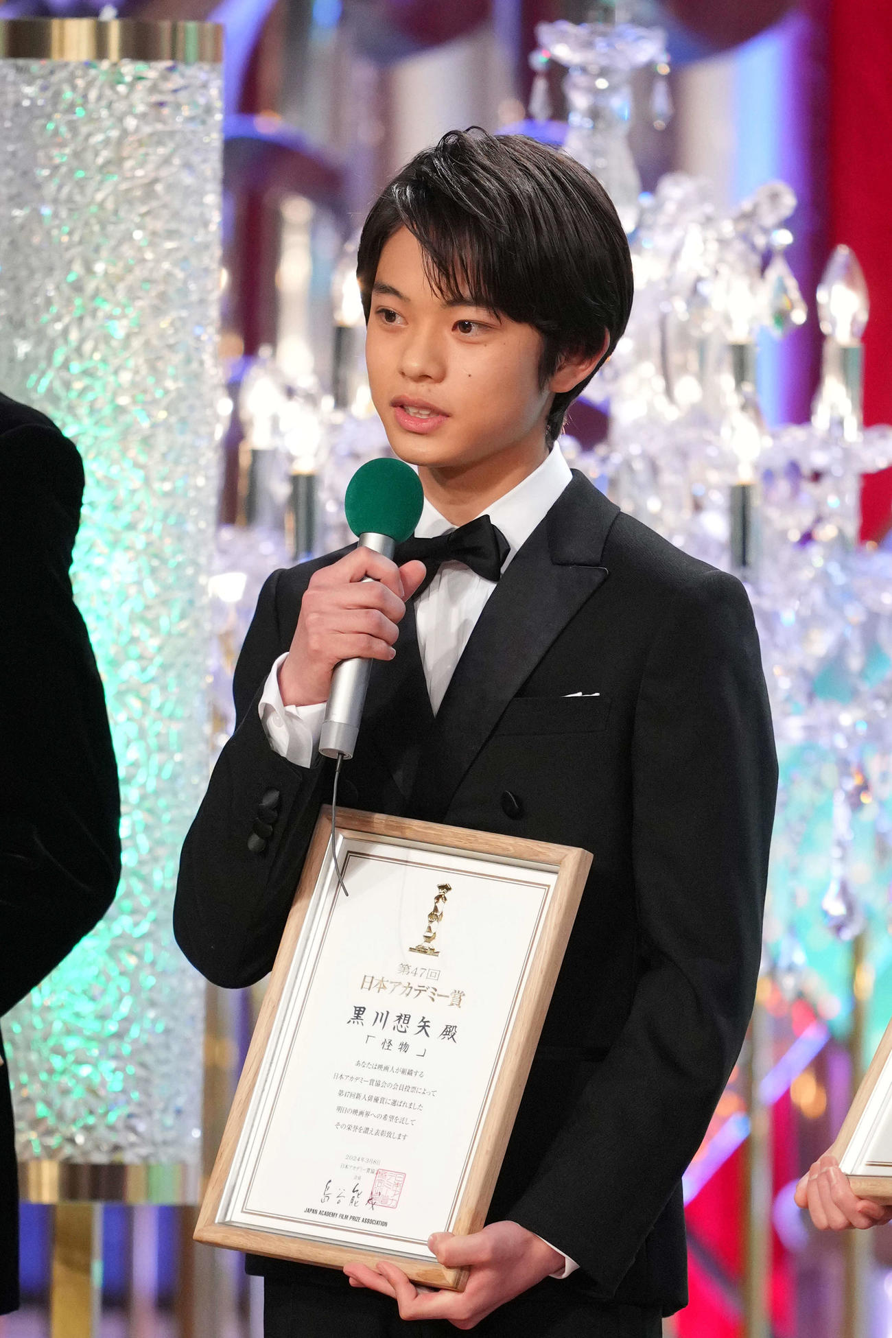 新人俳優賞を受賞し、スピーチする黒川想矢（撮影・横山健太）
