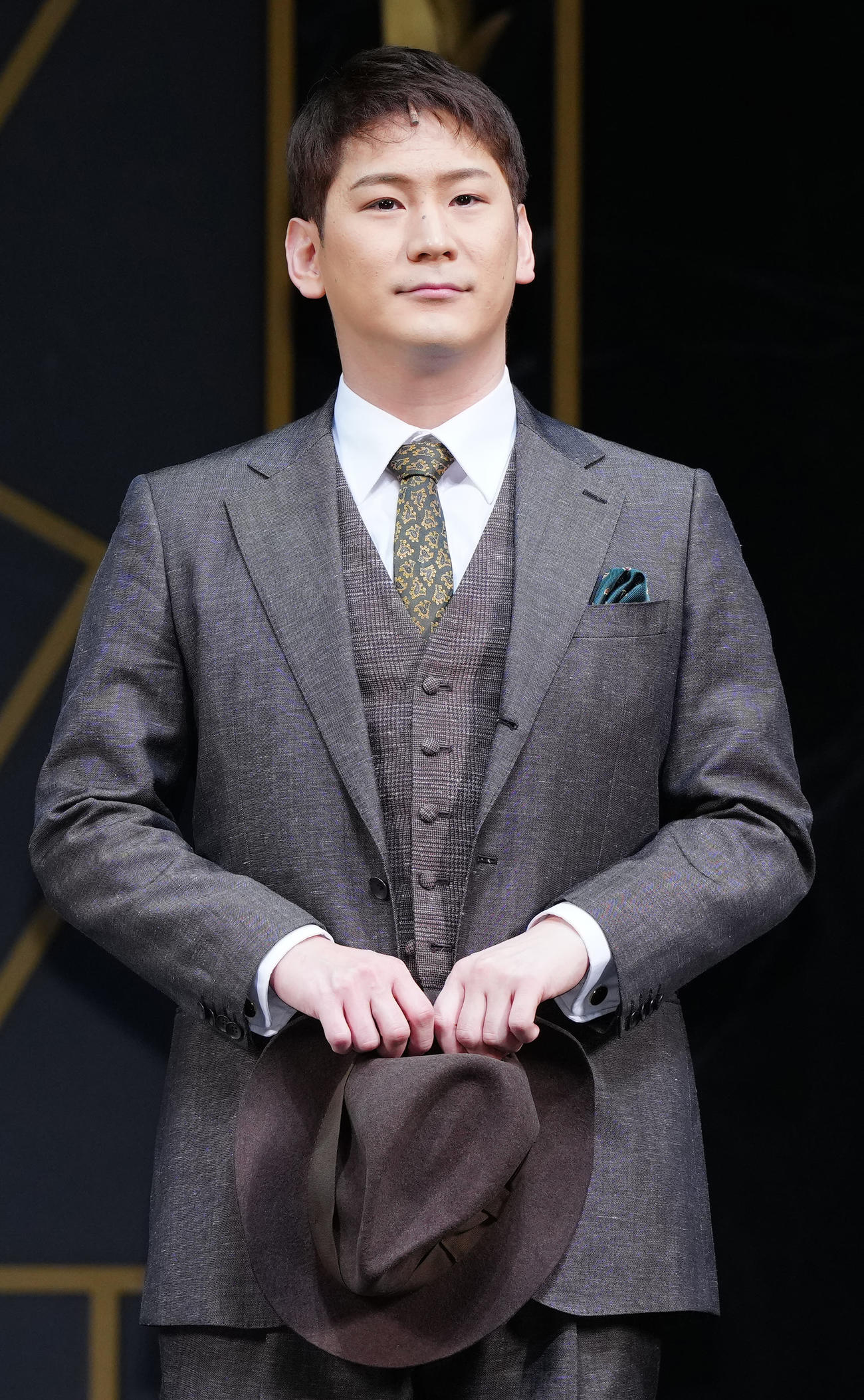 ミュージカル「20世紀号に乗って」の取材会に臨む小野田龍之介（撮影・江口和貴）