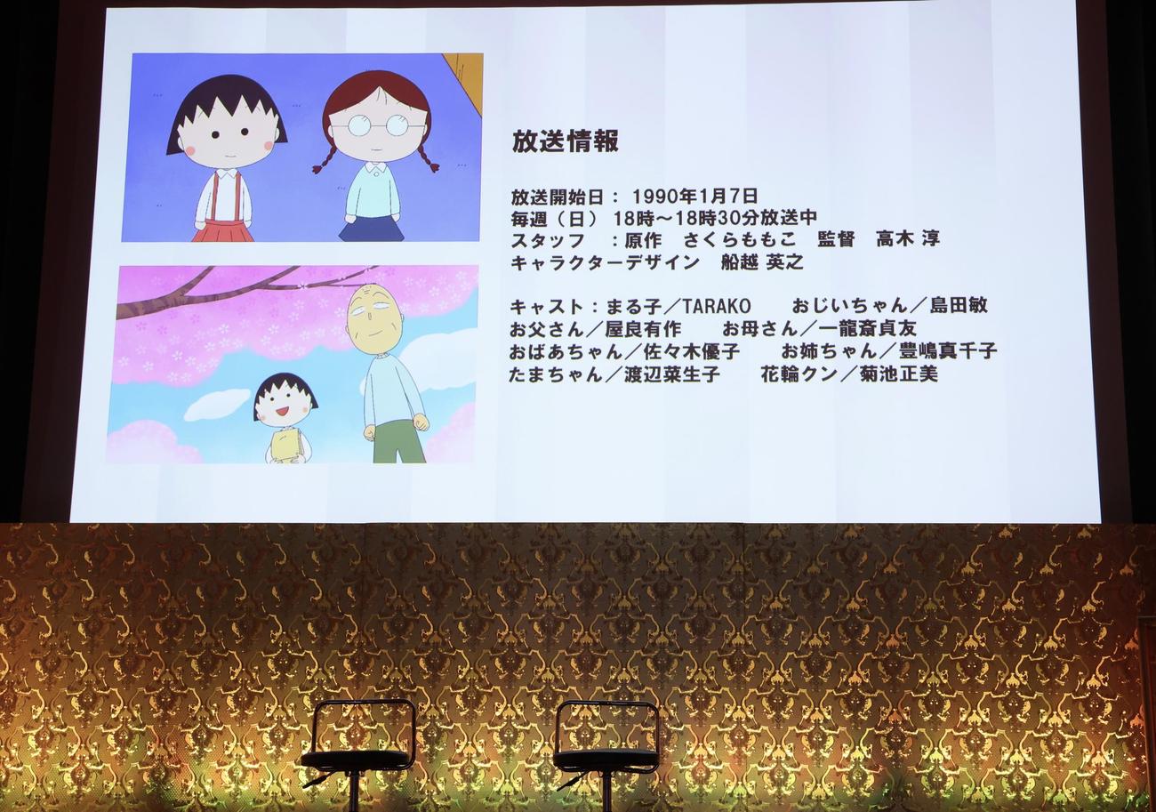 フジテレビアニメラインナップ発表会2024で「ちびまる子ちゃん」が紹介される（撮影・河田真司）