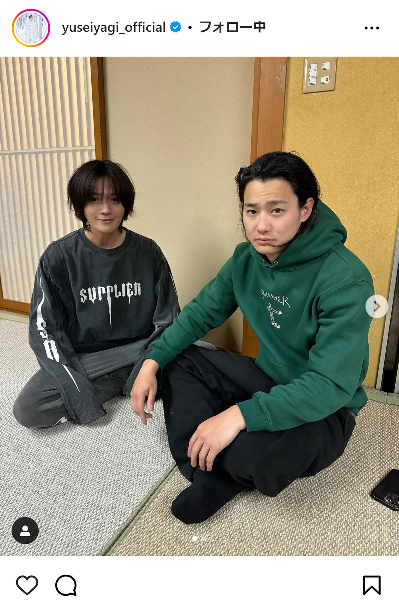 八木勇征のインスタグラムから