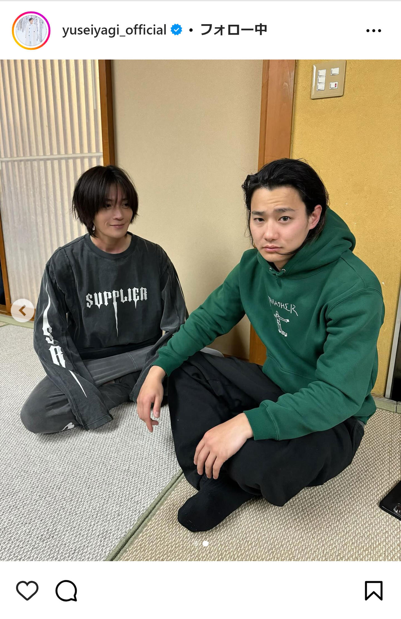 八木勇征のインスタグラムから