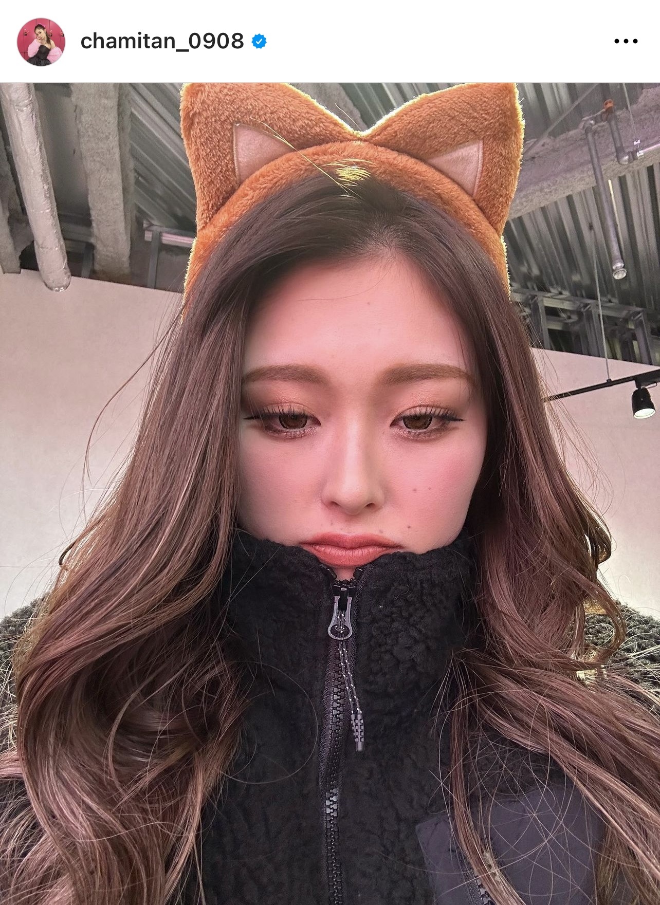 猫耳カチューシャ姿を披露したゆうちゃみ（ゆうみちゃみのインスタグラムから）