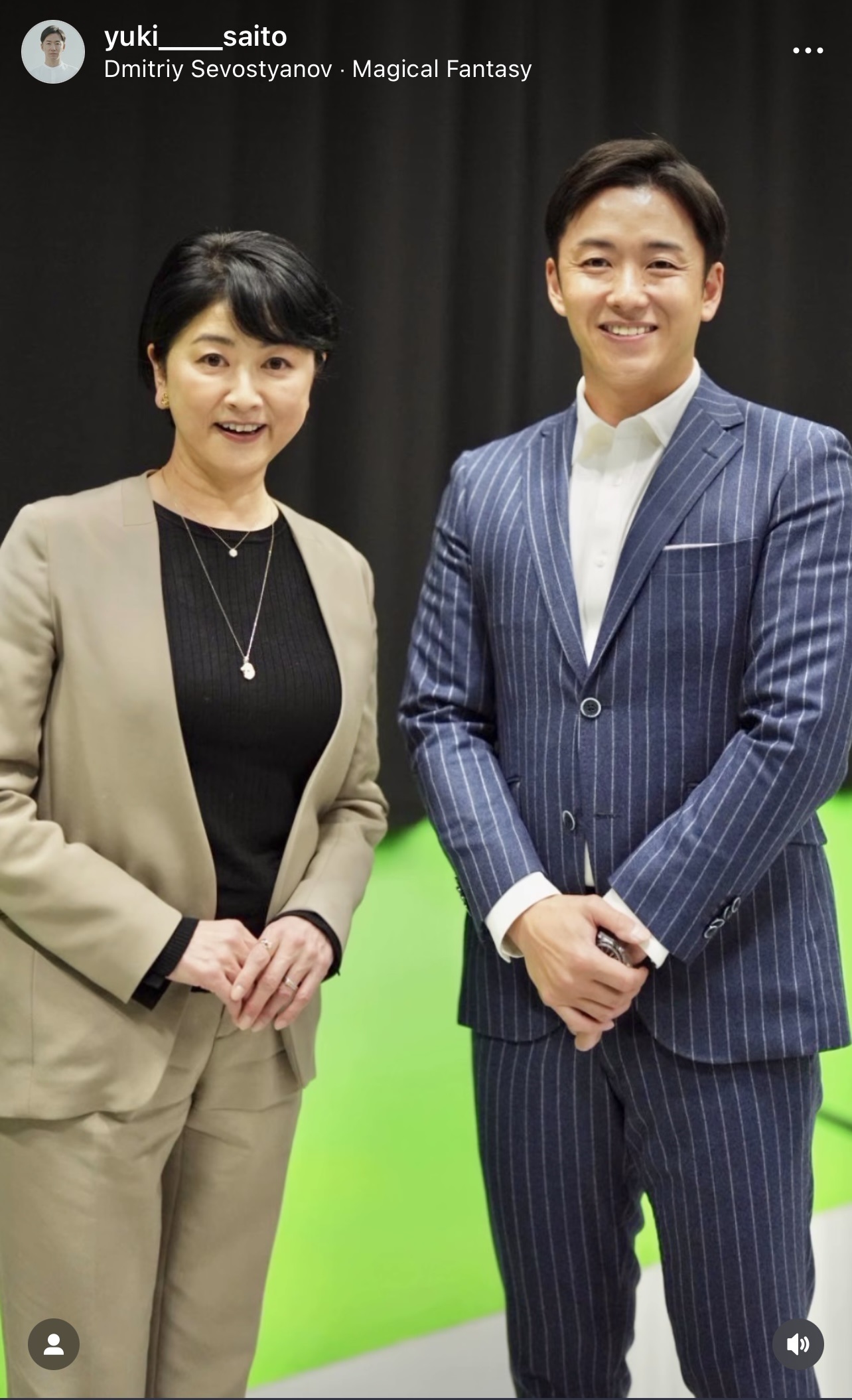 日本テレビアナウンサーOGで日テレ学院学院長の豊田順子さんと並ぶ斎藤佑樹氏（斎藤佑樹氏のインスタグラムから）