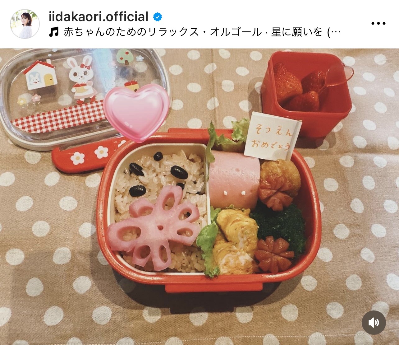 愛情あふれる飯田圭織の手作り弁当（飯田圭織のインスタグラムから）