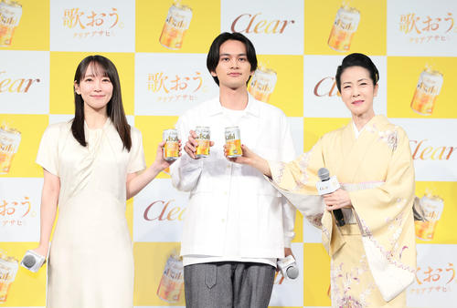 「朝から飲んじゃって最高で～す」坂本冬美、吉岡里帆、北村匠海がビールCM発表会