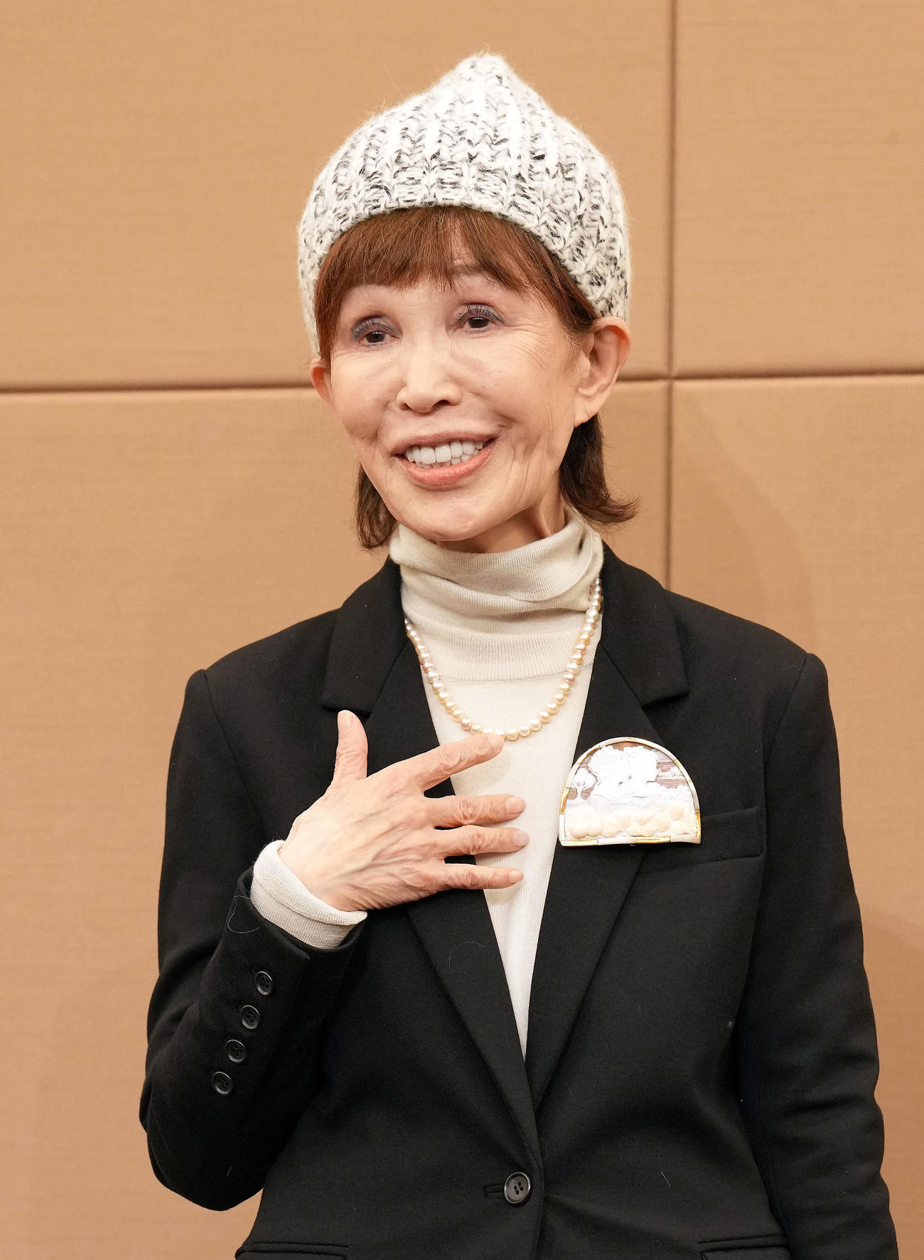 「中村メイコを乾杯で送る会」に出席し心境を語るうつみ宮土理（撮影・たえ見朱実）