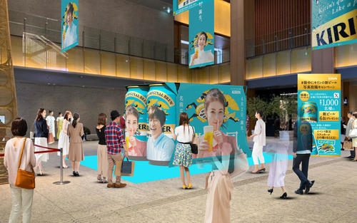 目黒蓮、今田美桜ら描かれた巨大ビール缶、３月23日から渋谷ヒカリエなどに登場
