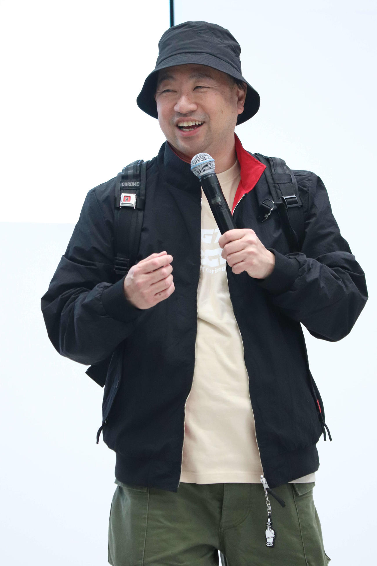 「第51回東京モーターサイクルショー」スペシャルステージに登壇したレイザーラモンRG（撮影・加藤理沙）