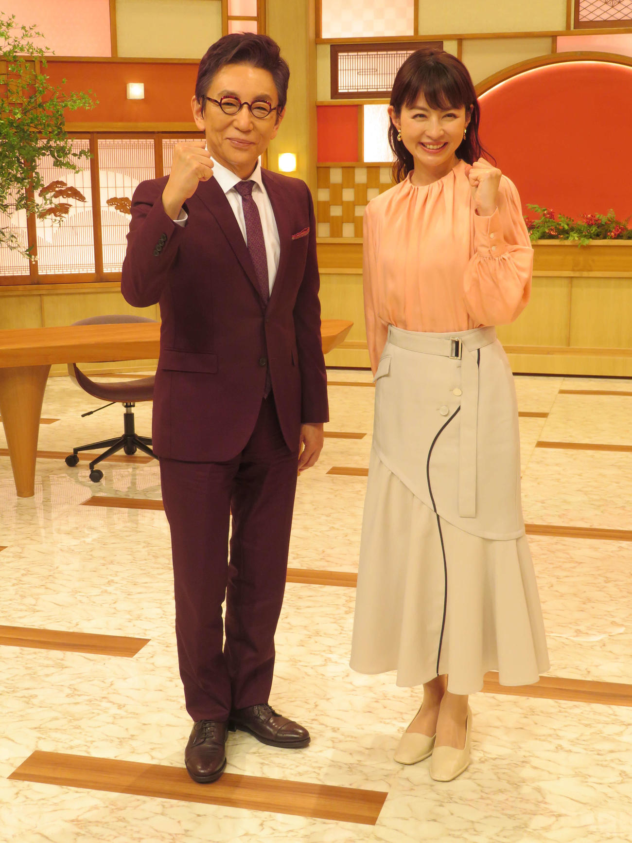 「ABEMAFOR JAPAN－日本を経営せよ－」制作報告会見に参加した古舘伊知郎と平井理央（撮影・村上幸将）
