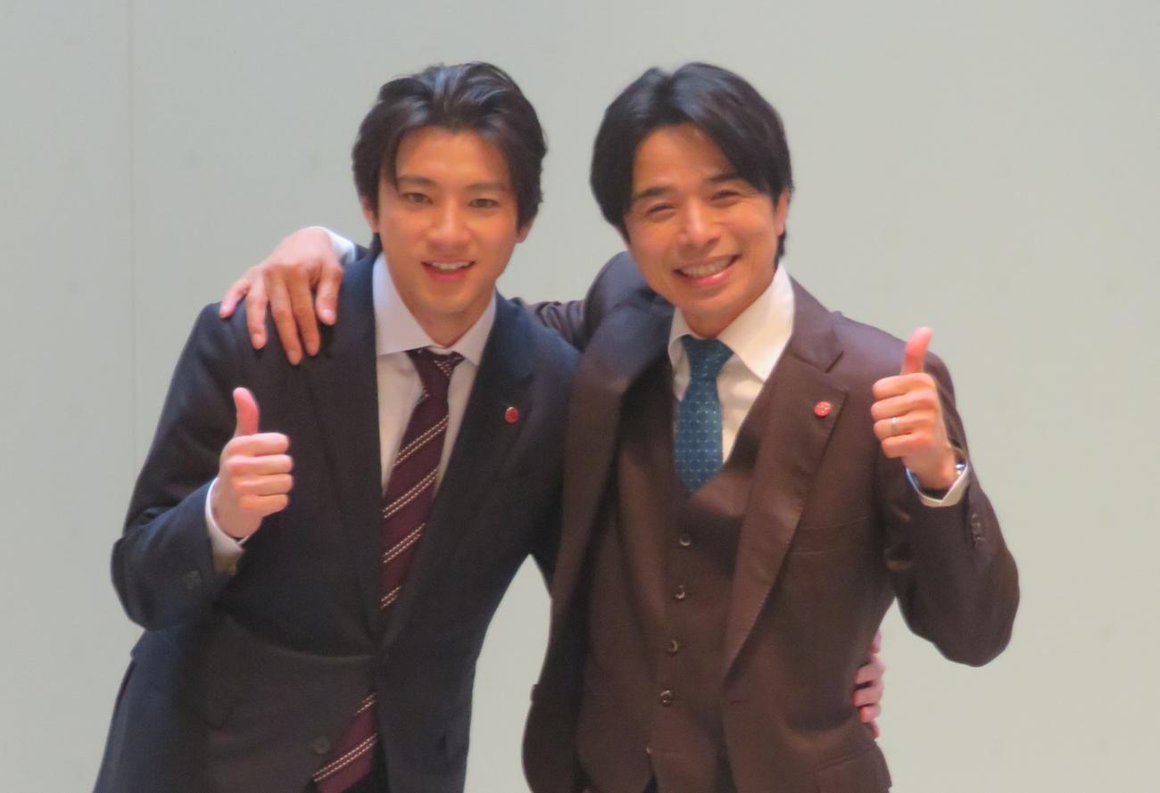 テレビ朝日「特捜9 season7」座談会に出席した山田裕貴（左）と井ノ原快彦