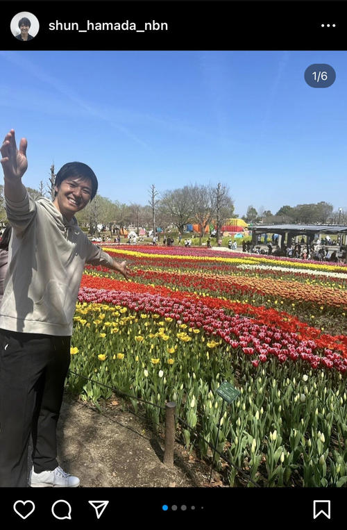 メ～テレ濱田隼アナ　木曽三川公園のネモフィラ畑を満喫「たくさん写真を撮ってしまいました笑」
