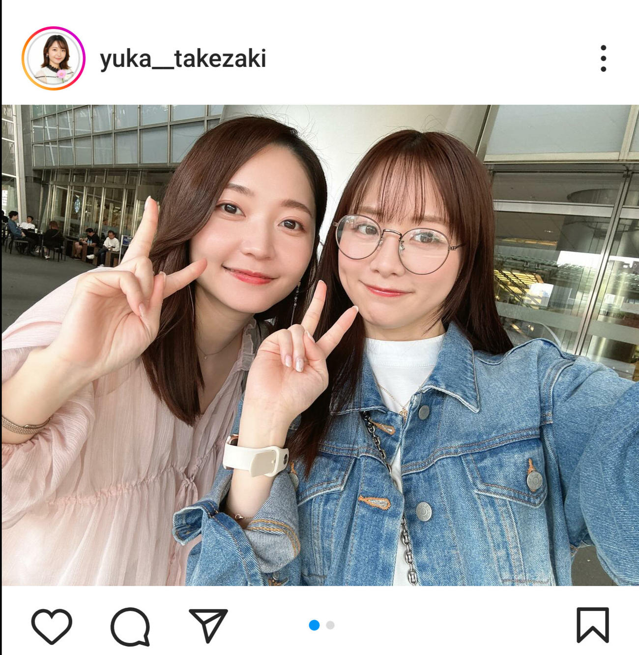 森香澄とのツーショットを披露したテレビ東京の竹崎由佳アナウンサー（インスタグラムから）