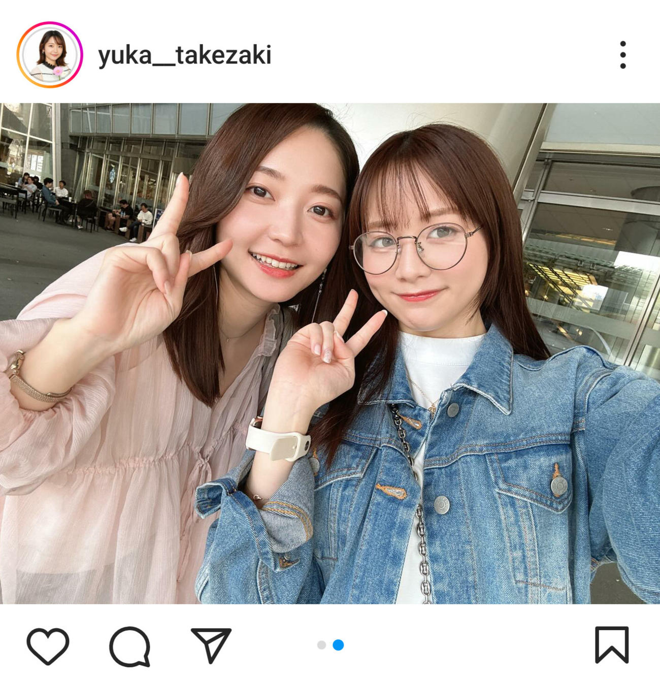 森香澄とのツーショットを披露したテレビ東京の竹崎由佳アナウンサー（インスタグラムから）