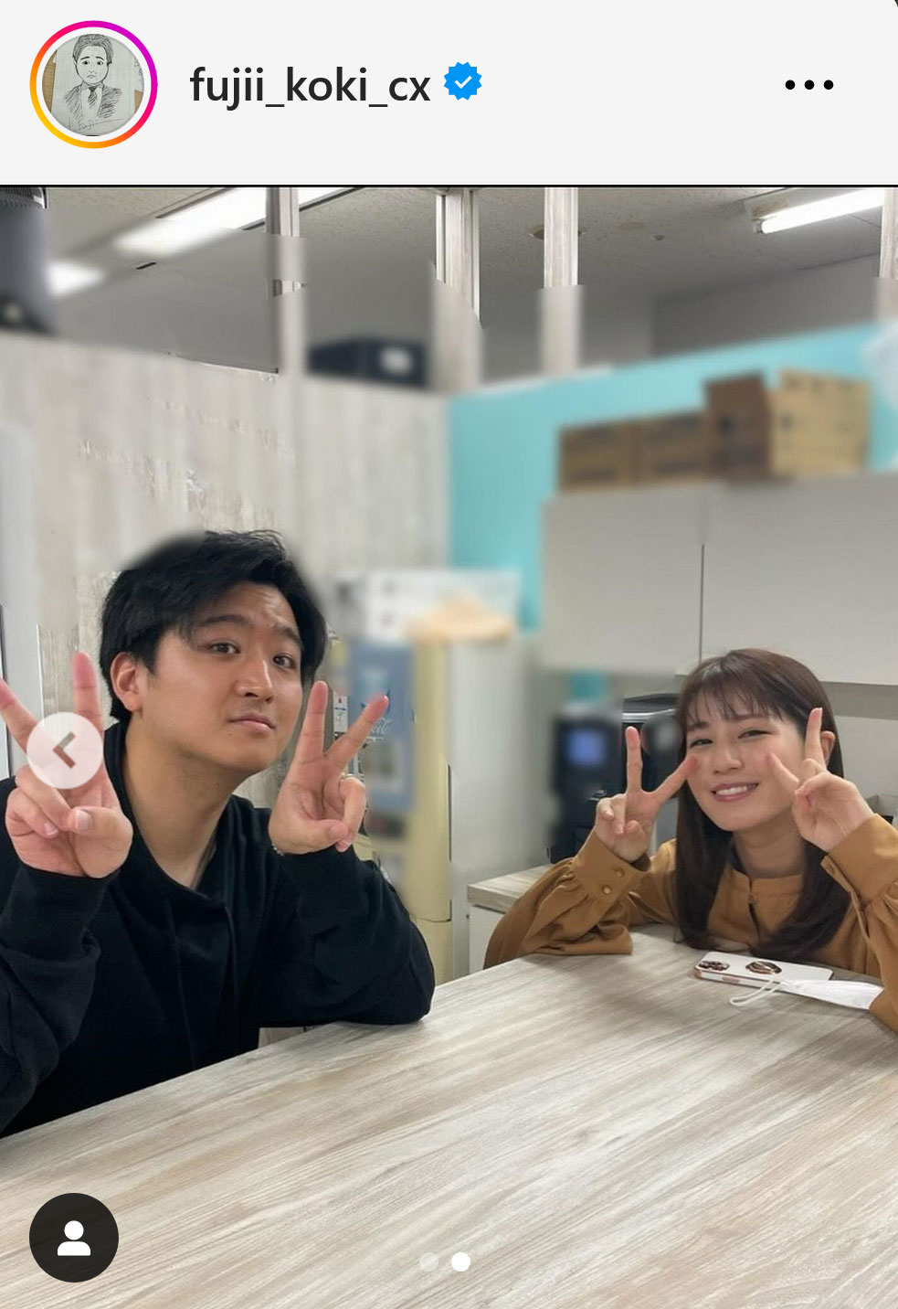 フジテレビ藤井弘輝アナのインスタグラムから
