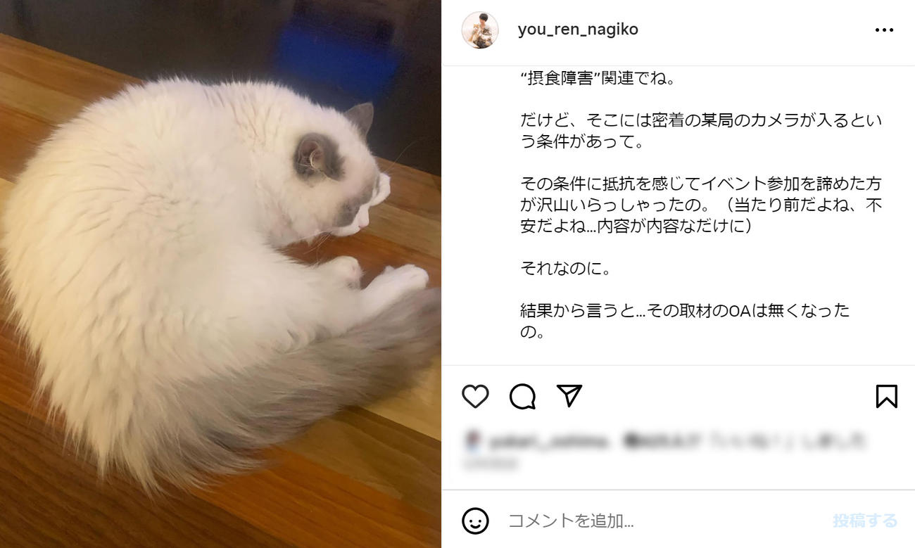 遠野なぎこのインスタグラムから