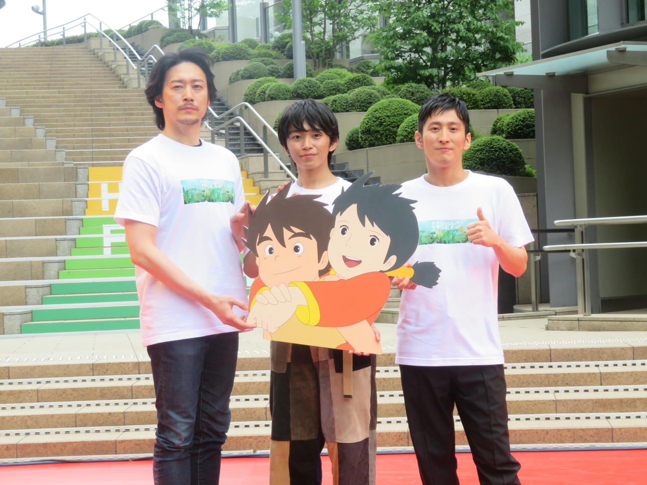 舞台「未来少年コナン」トークショーに出席した、左から宮尾俊太郎、加藤清史郎、成河