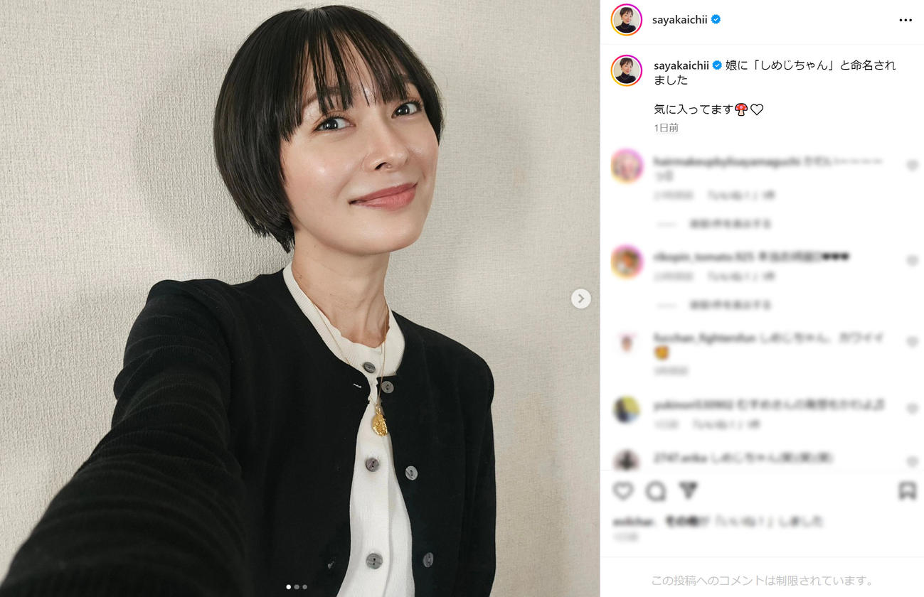 市井紗耶香のインスタグラムから（一部加工）