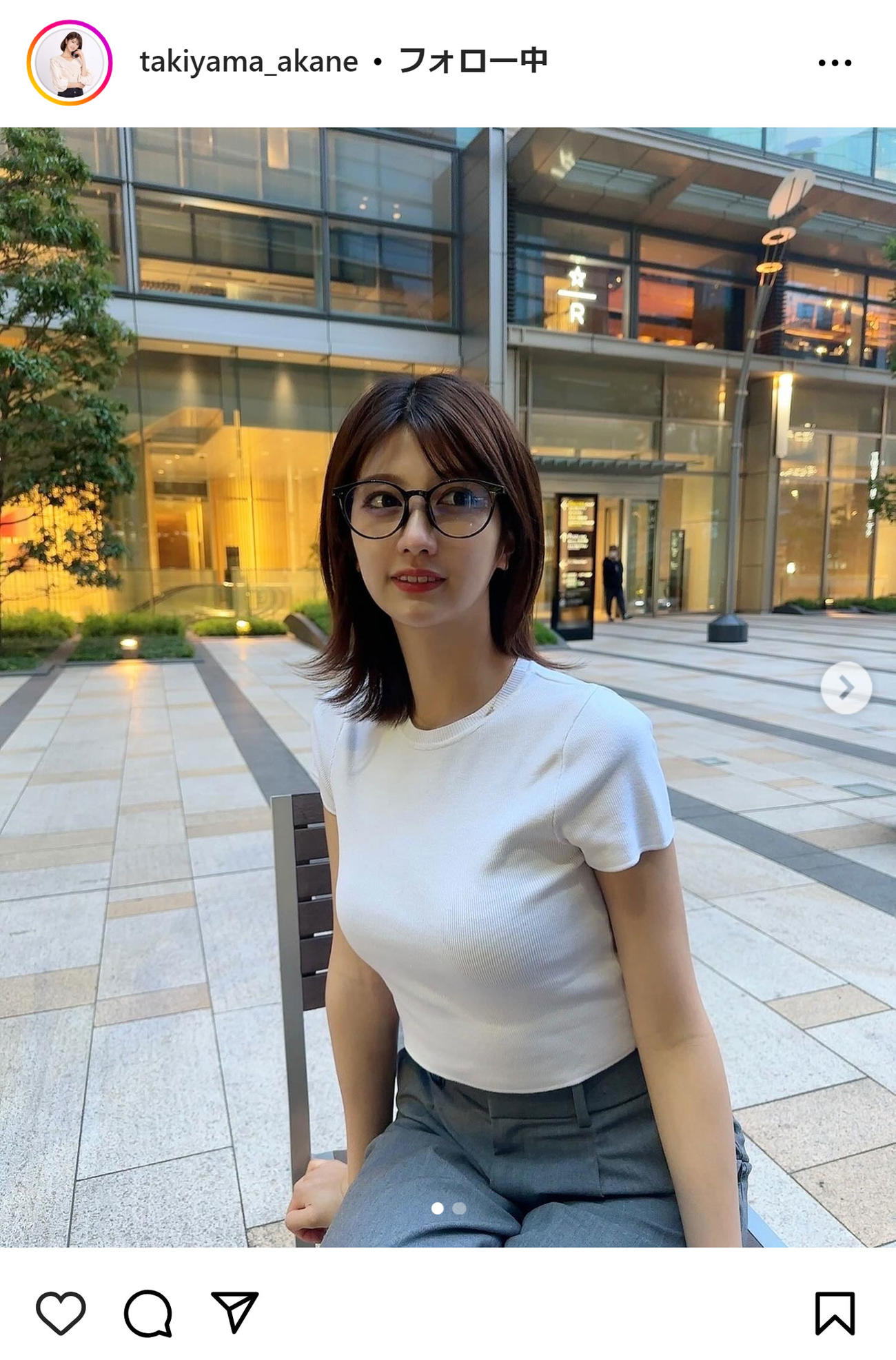 瀧山あかねアナのインスタグラムから