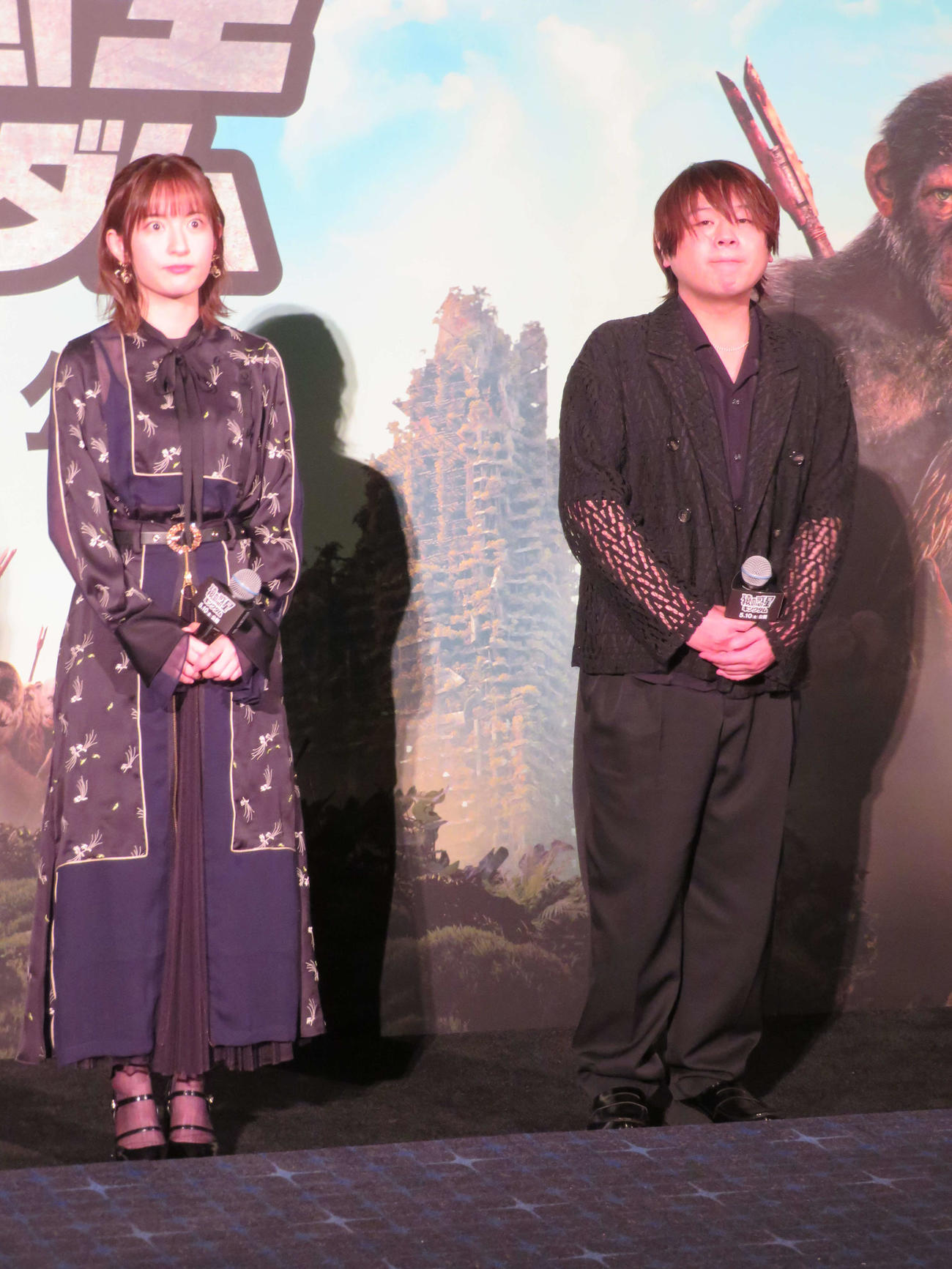 「猿の惑星／キングダム」ジャパンプレミアに急きょ、駆けつけた松岡禎丞と小松未可子（撮影・村上幸将）