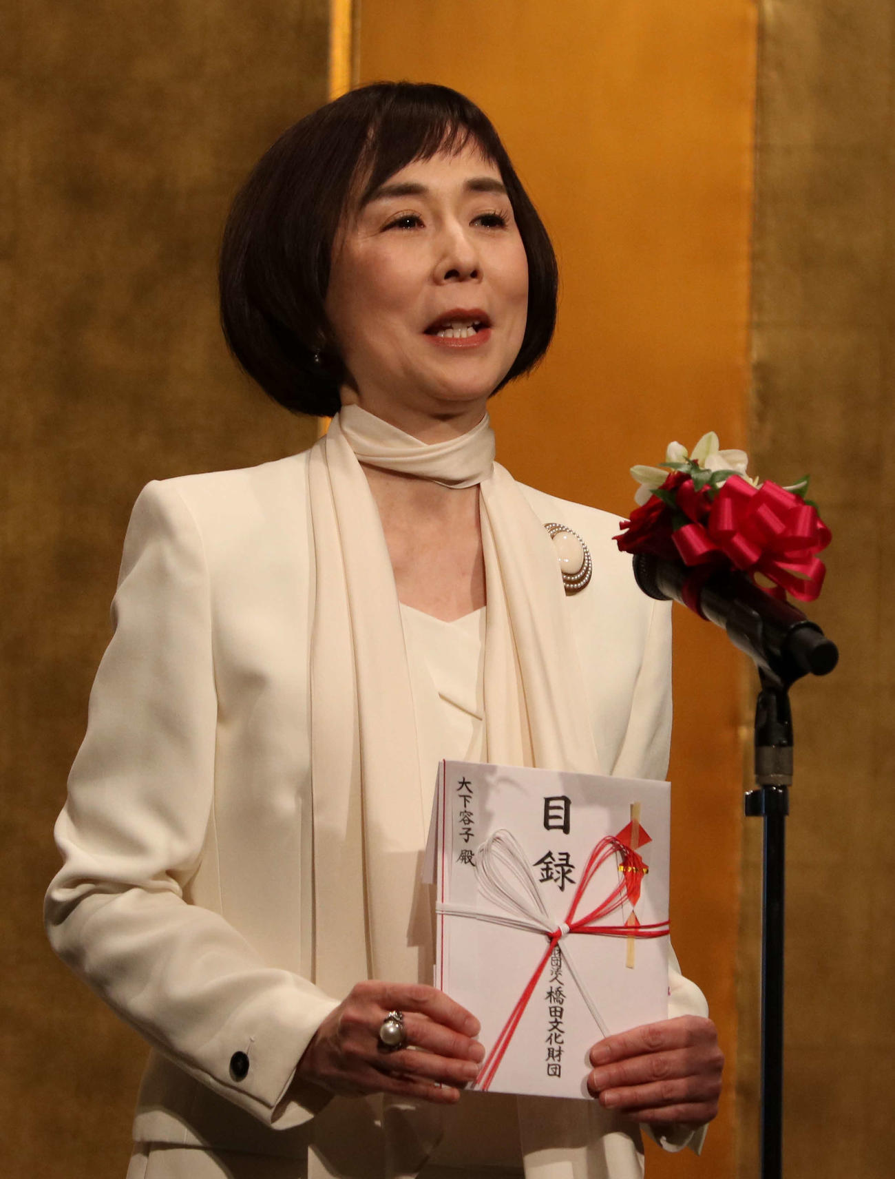 橋田賞を受賞したテレビ朝日大下容子アナウンサー（撮影・水谷京裕）