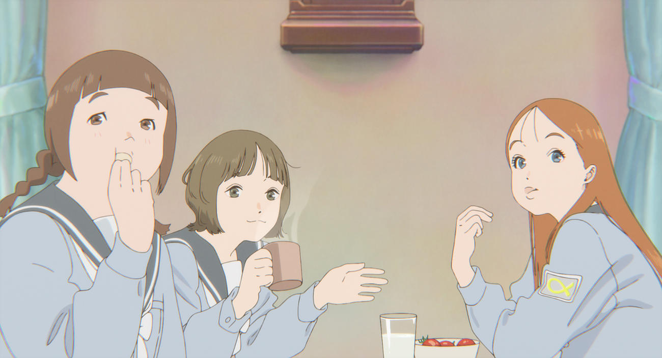 山田尚子監督の最新アニメ映画「きみの色」で声優を務めた、左から、やす子が演じた百道さく、悠木碧が演じた七窪しほ、寿美菜子が演じた八鹿スミカの”森の三姉妹”（C）2024「きみの色」製作委員会