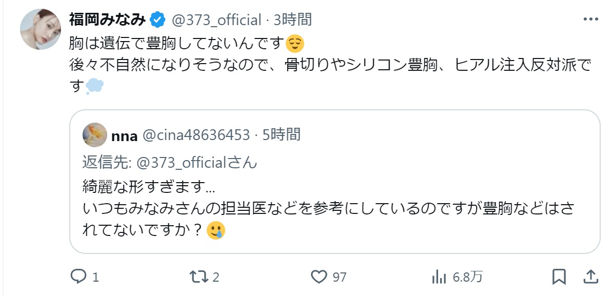 福岡みなみのXから