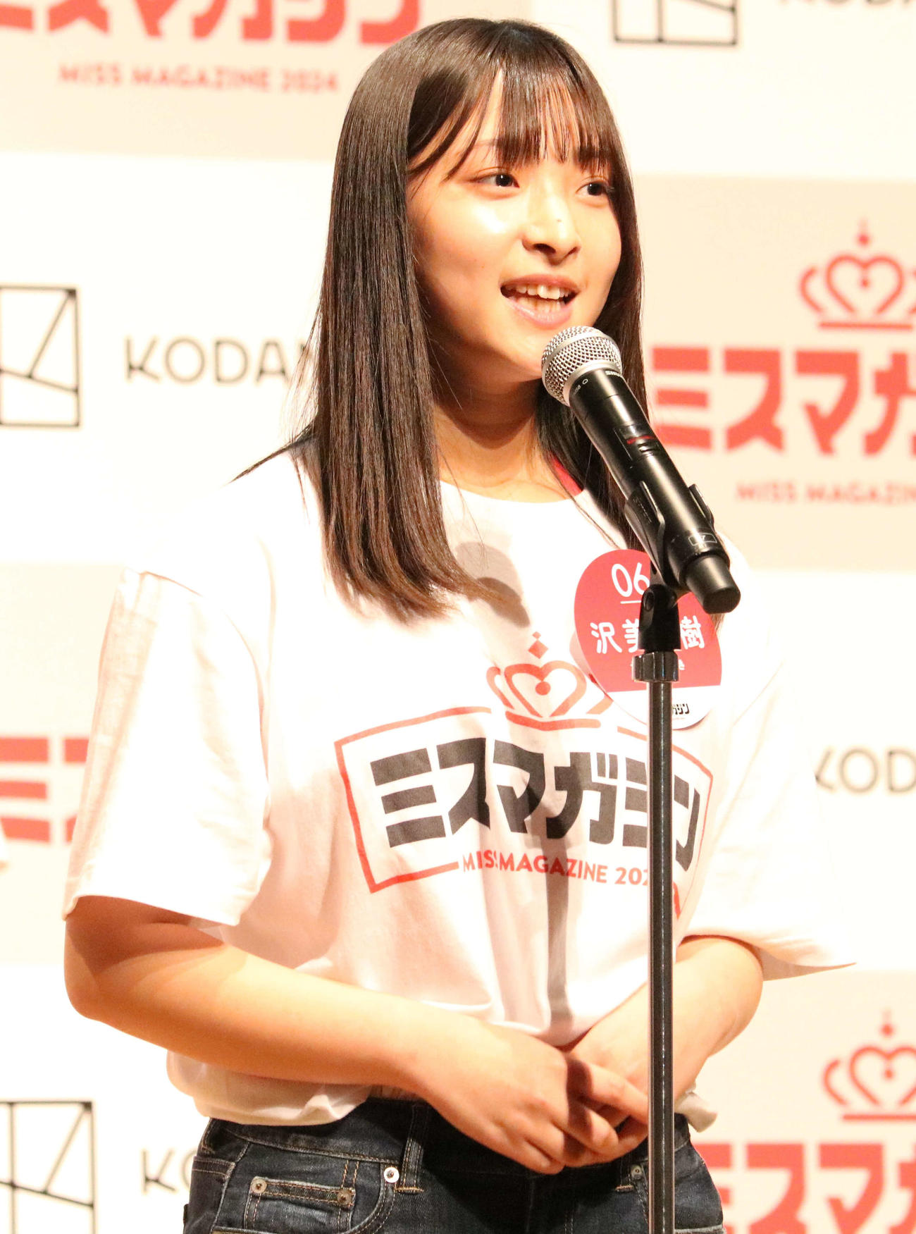 「ミスマガジン2024ベスト16お披露目イベント」に登壇した沢美沙樹（撮影・水谷京裕）