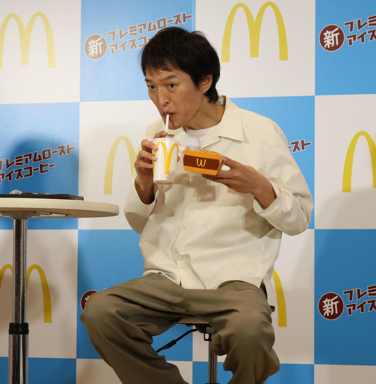 マクドナルドのイベントに出席した千原ジュニア（撮影・野見山拓樹）