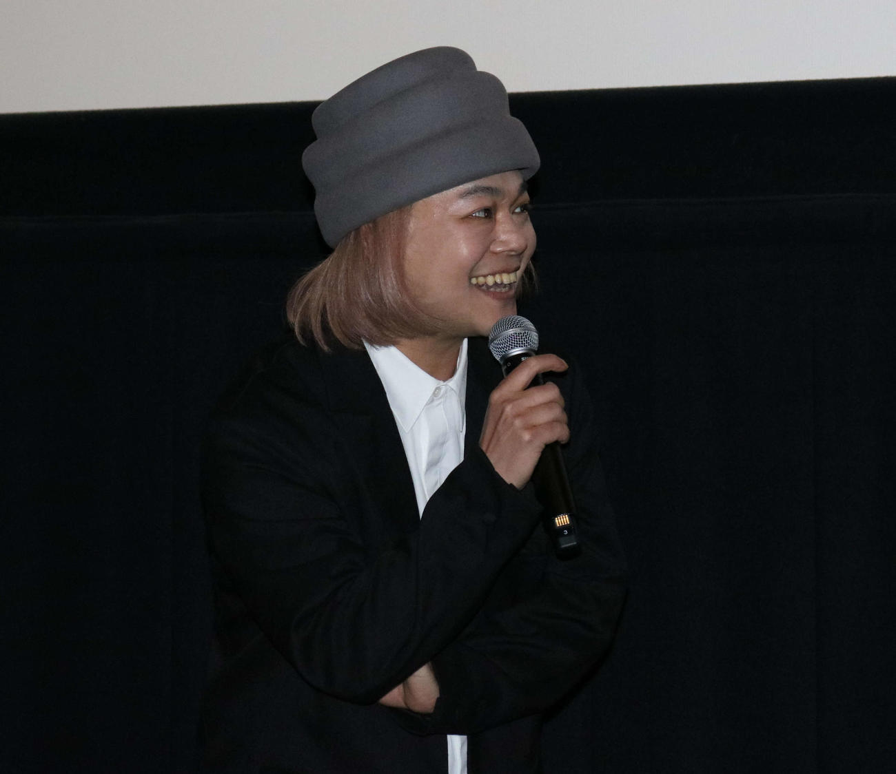 映画「THIS MAN」の完成披露上映会に登壇した中山功太（撮影・野見山拓樹）
