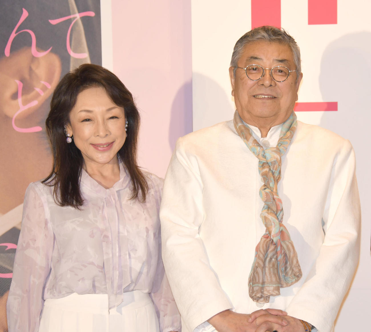 ゼクシィの新CM発表会にゲスト出演した中尾彬さん（右）と池波志乃夫妻（2018年4月撮影）