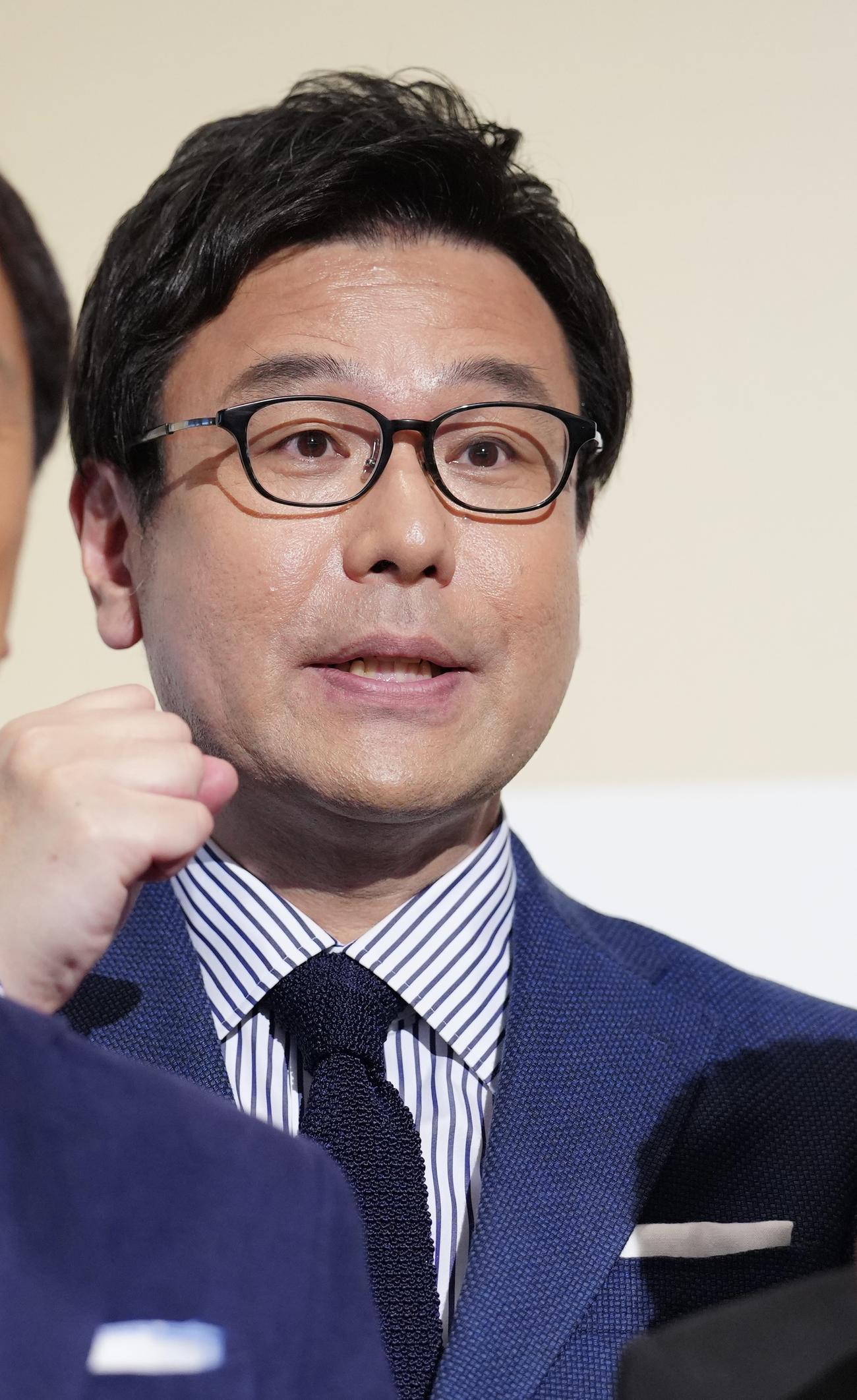 NHKのパリ五輪の閉会式中継キャスターを務める松野靖彦アナウンサー（撮影・垰建太）