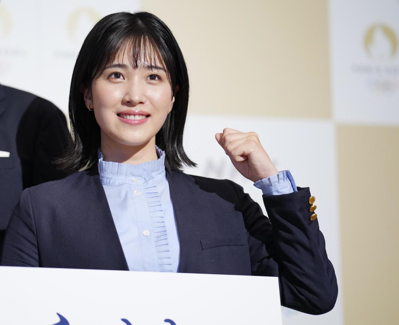 NHKのパリパラリンピックの開閉会式中継キャスターを務める松本真季アナウンサー（撮影・垰建太）